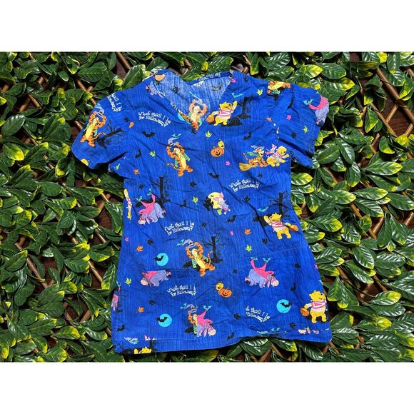 Disney Tigger Winnie the Pooh Blue Scrub Top Size XS - Picture 1 of 6